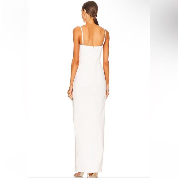 Katie May Eros Gown Revolve Ivory white maxi dress ruffle high slit XS - Picture 3 of 11